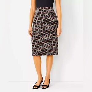Ann Taylor Petite Geometric Floral Tucked Wrap Pencil Skirt 12P